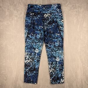RB3 Womens Leggings M Blue Abstract Print High Rise Workout Yoga Athletic